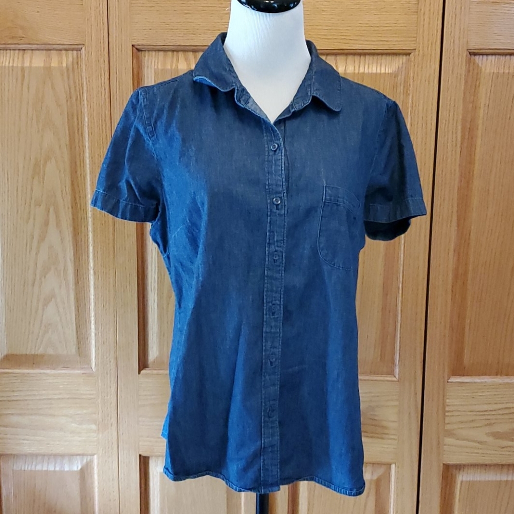 LOFT button down denim shirt sz L